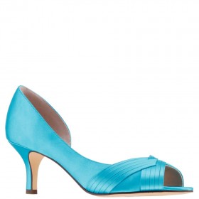 Women Nina Shoes Wide Widths | Contesa Cielo Satin D'orsay Pumps With A Peep-toe On A Mid-heel