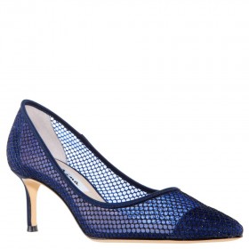 Women Nina Shoes Wide Widths | Niley New Navy Satin Low-heel Classic Dressy Pump