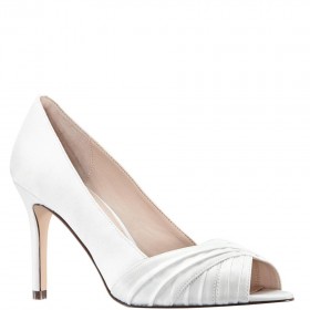 Women Nina Shoes Wide Widths | Rhiyana Ivory Satin Peep Toe High-heel Classic Pump