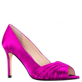 Women Nina Shoes Wide Widths | Rhiyana Persian Rose Satin Peep Toe High-heel Classic Pump
