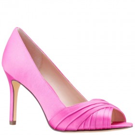 Women Nina Shoes Wide Widths | Rhiyana Ultra Pink Satin Peep Toe High-heel Classic Pump