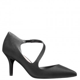 Women Nina Shoes Wide Widths | Thelma Black Peau Pointy-toe Mid-heel Classic Pump