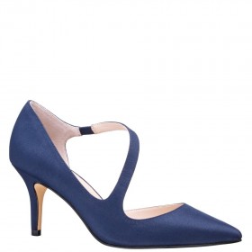 Women Nina Shoes Wide Widths | Thelma New Navy Peau Pointy-toe Mid-heel Classic Pump