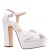 Women Nina Shoes Block Heels | Skylynn Ivory Satin Block-heel With Platform Stiletto Sandal With Ankle-strap