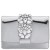 Women Nina Shoes Handbags | Kaia Silver Patent Pu/glass Crystal Clutch