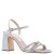 Women Nina Shoes Prom | Quella Silver Textured Metallic With Crystal Straps Block-heel Sandals With Ankle-strap