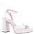 Women Nina Shoes Prom | Stacie Ivory Satin Block-heel Platform Sandals With Twist-front And Ankle-strap