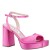 Women Nina Shoes Satin Shop | Stacie Ultra Pink Satin Block-heel Platform Sandals With Twist-front And Ankle-strap