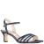 Women Nina Shoes Wide Widths | Nelena Navy Textured Metallic With Matching Crystals Low-heel Sandals With Ankle-strap