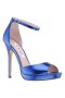 Dámske sandále Nina Shoes Prom | Famia Electric Blue Metallic Stiletto Platform s remienkom na členku