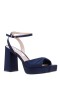  Dámske sandále Nina Shoes na ples | Nové námornícke saténové sandále na platforme s blokovým podpätkom, otáčaním vpredu a remienkom na členku Stacie