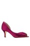  Dámske topánky Nina široké | Lodičky Contesa vínovo-sivé saténové D'orsay na strednom podpätku s otvorenou špičkou